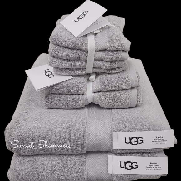 UGG Bath 8pc Ugg Pasha Bath Hand Washcloth Stone Gray Grey Thick